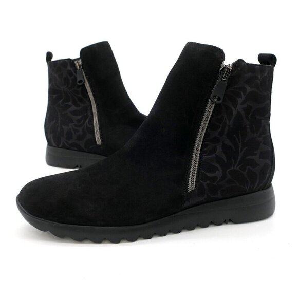 Munro Boots Ashcroft Nubuck Black Ankle Bootie Double Side Zip Women's 9M - Picture 1 of 6